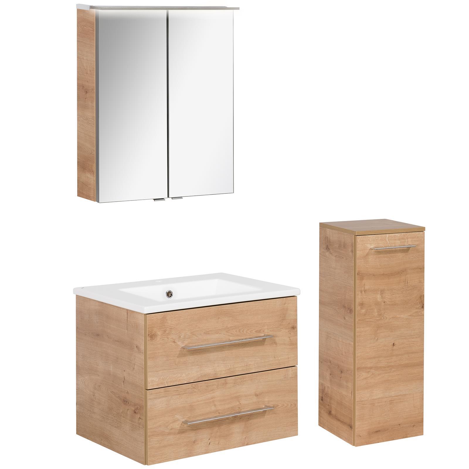 Fackelmann hellbraunes Badmöbel Set hängend 60 cm 3 tlg | eBay