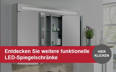 Fackelmann grauer Spiegelschrank mit LED Beleuchtung & Steckdose |  MM-ComSale