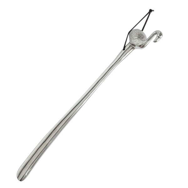 langer Aluminium Schuhlöffel 56 cm lang mit Flamingo Motiv zum Aufhängen