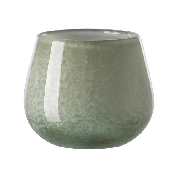 Fink grüner Teelichthalter Ø 14 cm aus Glas rundes Windlicht für Teelichter - Art.-Nr. 115377