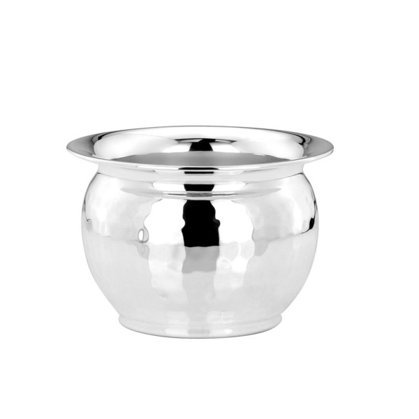 Blumen-Übertopf Ø 13 x 8,5 cm versilbert gehämmerter Deko Pflanzentopf