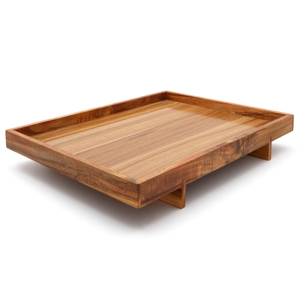 Bredemeijer großes braunes Holz-Tablett 40 x 30 cm mit Standfüßen