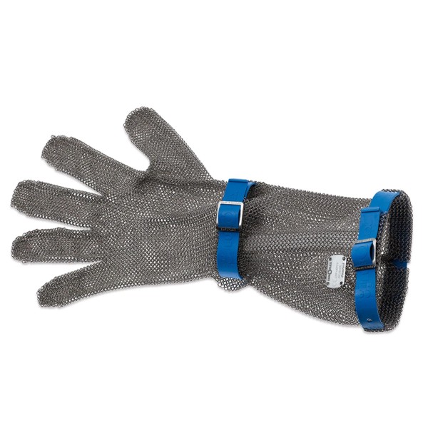 Giesser abriebfester Stechschutzhandschuh blau mit langer Stulpe für den Unterarm