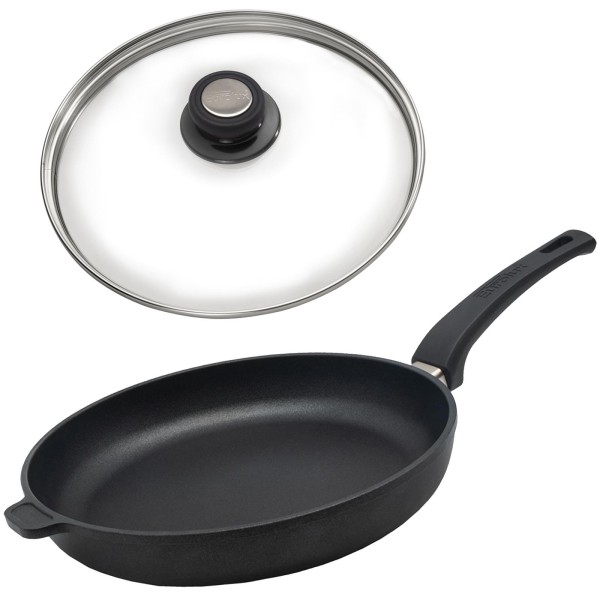 Eurolux flache Pfanne Induktion Aluguss beschichtet & Deckel