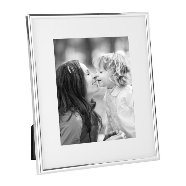 Fink versilberter Bilderrahmen Fotomaß 20x25 cm Fotorahmen mit Passepartout & schmaler Leiste - Art.-Nr. 133199