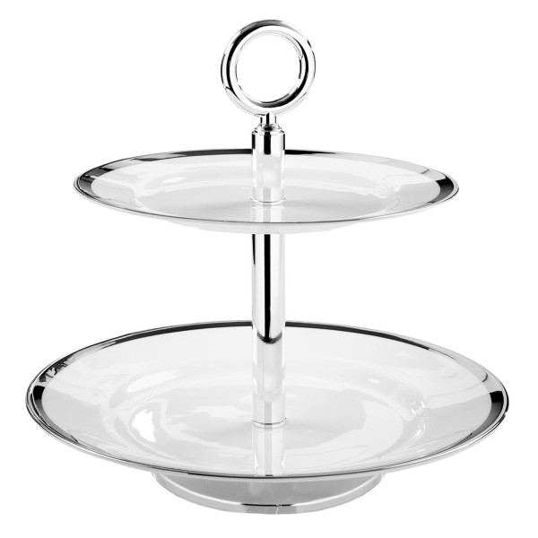 Fink runde Porzellan Etagere Ø 27 cm weißes rundes Stufentablett mit Tragegriff - Art.-Nr. 126138