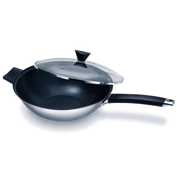 Ken Hom 2-tlg. Edelstahl Wok Set 32 cm Induktion antihaftbeschichet inkl. Glasdeckel