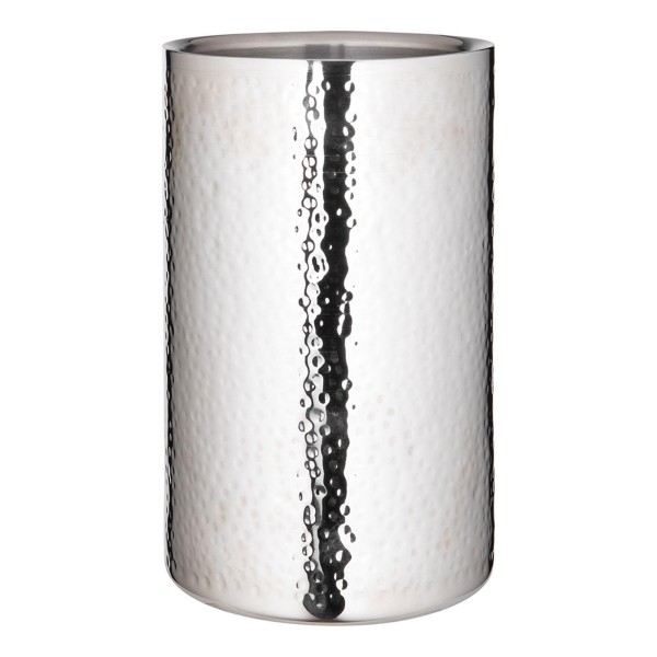 Fink Flaschenkühler 19 cm doppelwandiger Edelstahl gehämmert Weinkühler für 1 Flasche - Art.-Nr. 154260