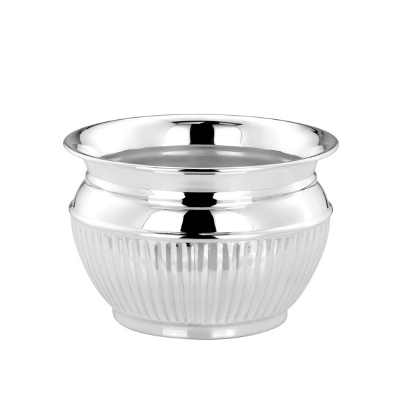 Blumenübertopf Ø 15,5 cm x 10,5 cm versilberter Übertopf Queen Anne Deko Blumentopf