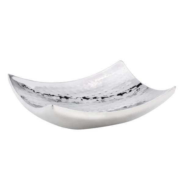 Quadratische Deko Schale 19 x 19 cm Edelstahl gehämmert - glänzende Design Tischschale