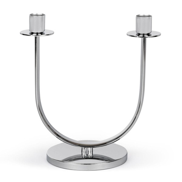 Zilverstad Kerzenhalter 22 x 21 cm U-Form silberner Edelstahl Kerzenleuchter für 2 Stabkerzen