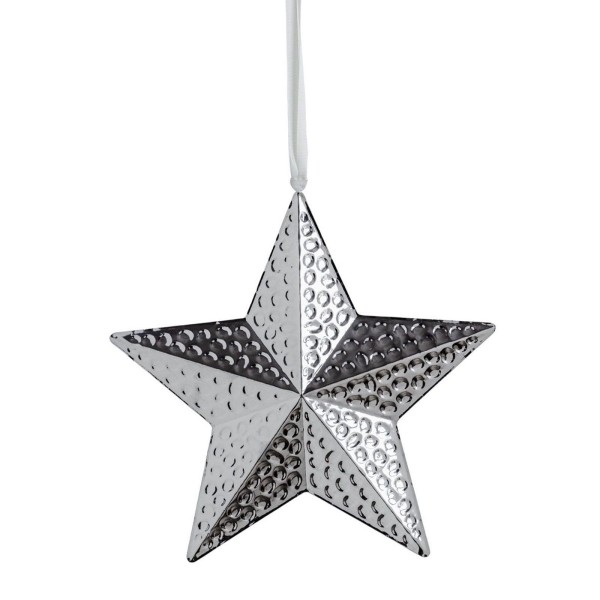 Deko Stern Anhänger 27 cm Edelstahl gehämmerter - großer Weihnachtsstern zum Aufhängen