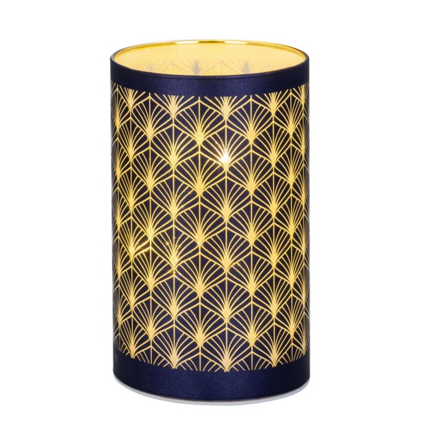 Großes LED Tisch-Windlicht 15 x Ø 9 cm blaues Deko Glaswindlicht & Stimmungslicht