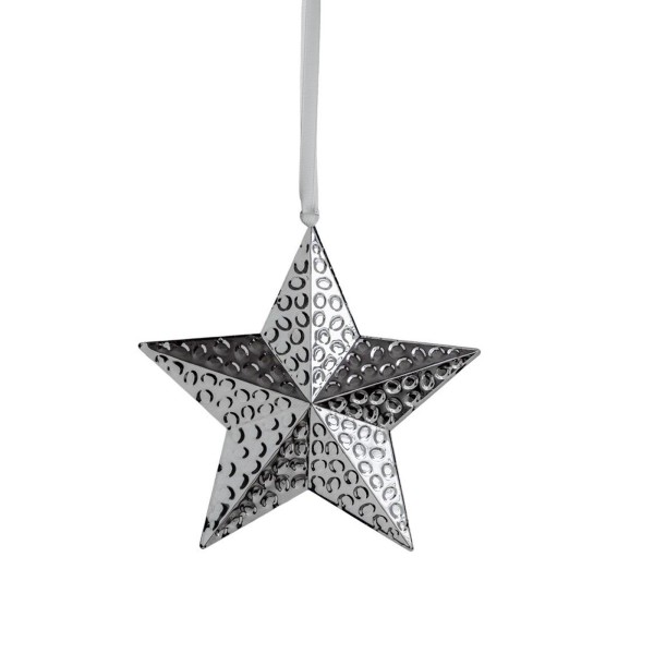 Deko Stern Anhänger 21 cm Edelstahl gehämmerter - großer Weihnachtsstern zum Aufhängen