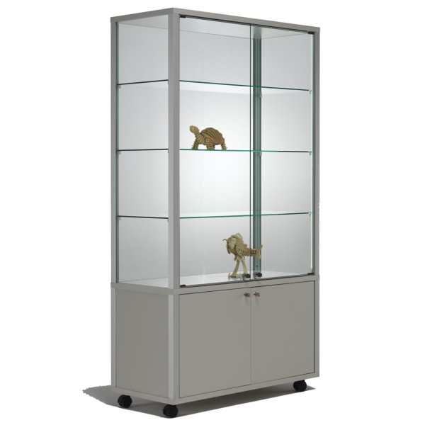 moderne Glasvitrine abschließbar mit Unterschrank 80 cm