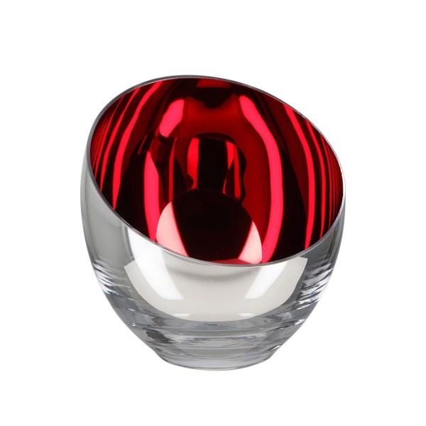 Fink eleganter roter Teelichthalter Ø 11 cm Glas Kerzenhalter in kugeliger Vasenform - Art.-Nr. 116089