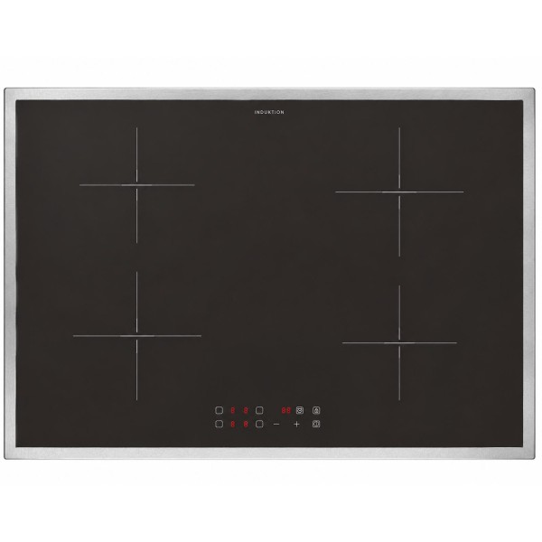 Oranier mattes Induktionskochfeld 80 cm KFI985 Touch Booster 4 Zonen - Rahmen- oder Seitenleistenausführung umlaufend Edelstahl