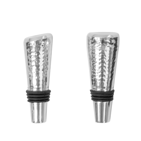 Fink Flaschenstopfen 2er Set Flaschenverschlüsse aus gehämmerten Aluminium - Art.-Nr. 154048
