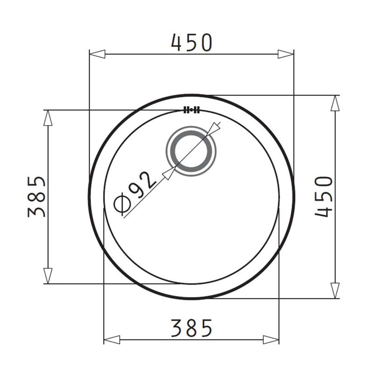 runde Edelstahl Einbauspüle Ø 45 cm 1 Becken | MM-ComSale