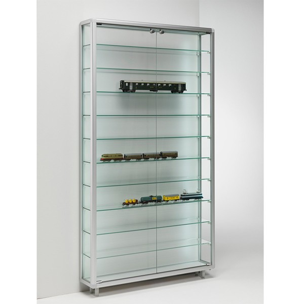 große Wandvitrine Alu Glas für Sammler abschließbar 20 cm tief - Art.-Nr. BV7920-ob-gr