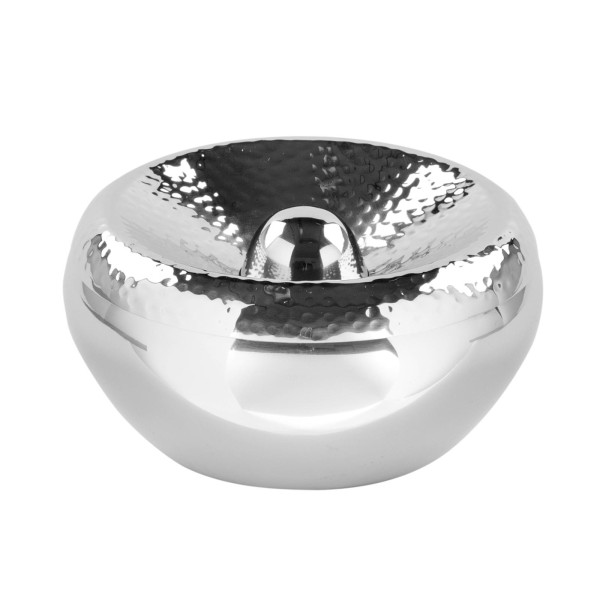 Fink runder Aschenbecher Ø 13 cm gehämmerter Edelstahl poliert Outdoor-Ascher - Art.-Nr. 151076