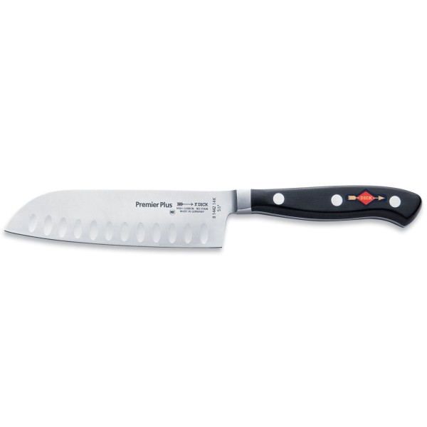 Dick kleines asiatisches Santoku Messer 14 cm mit Kullenschliff