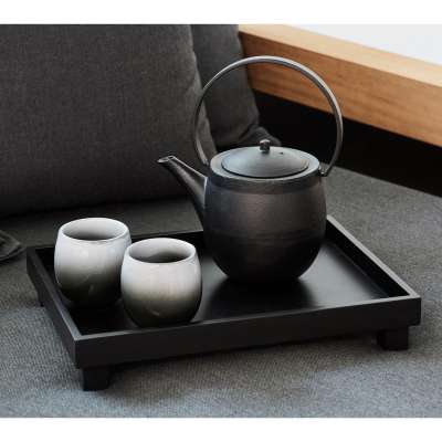 großes schwarzes rechteckiges Holz Tablett 35 x 25 cm mit Standfüßen