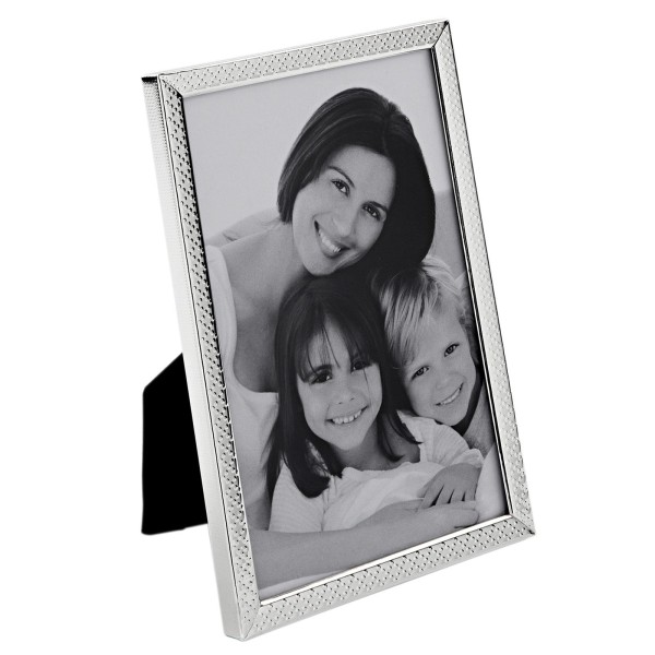 Fink versilberter Bilderrahmen 13x18 cm Fotorahmen mit schmaler Musterleiste für 1 Foto - Art.-Nr. 133219
