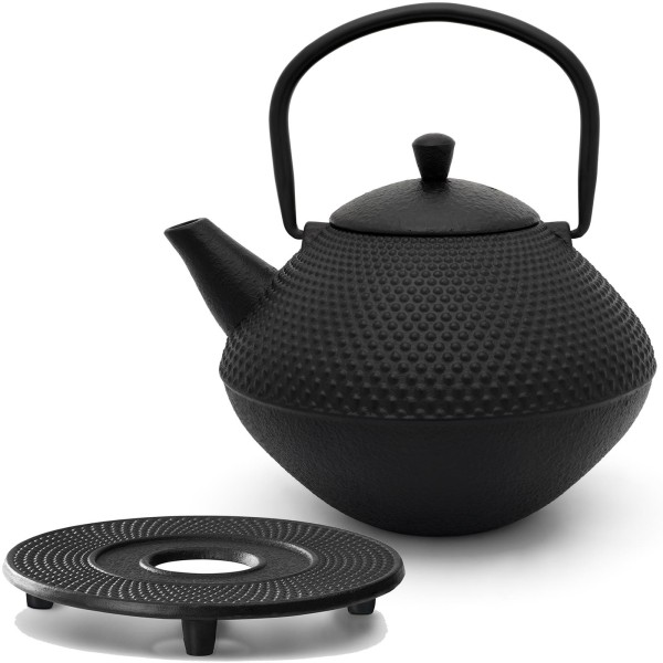 Bredemeijer gusseisernes Asia Teekannen Set 1.0 Liter - kleine Gusskanne mit Untersetzer