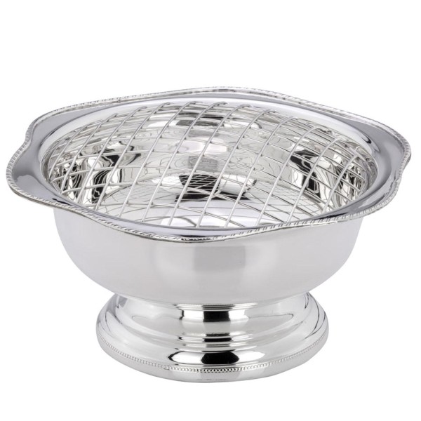 Silberne Blumenschale mit Steckgitter Ø 20 x 11 cm versilberte Gesteck-Schale für Blumen