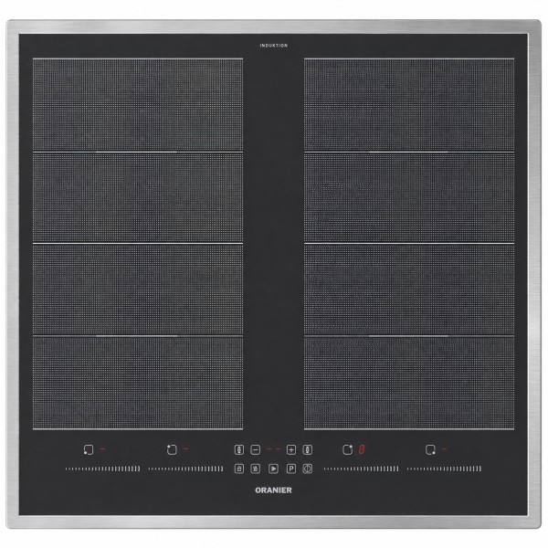 Oranier Flächen Induktionskochfeld 60 cm Matt FLI760 Multi-Slider - Rahmen- oder Seitenleistenausführung umlaufend Edelstahl