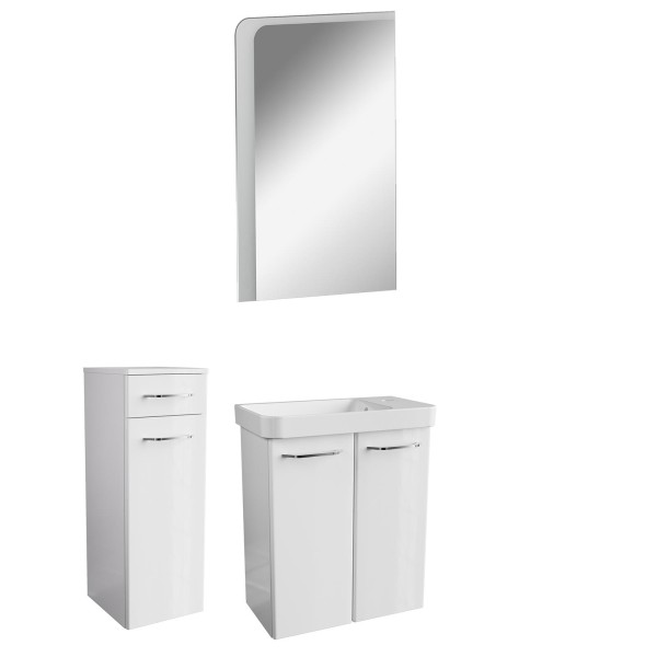 Fackelmann weißes hängendes LED Gäste WC Badmöbel Set 4-tlg. ca. 60 cm