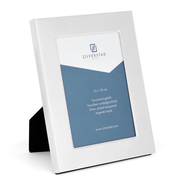 Zilverstad versilberter Bilderrahmen 13x18 cm Fotorahmen mit breiter Leiste & Veloursrücken 