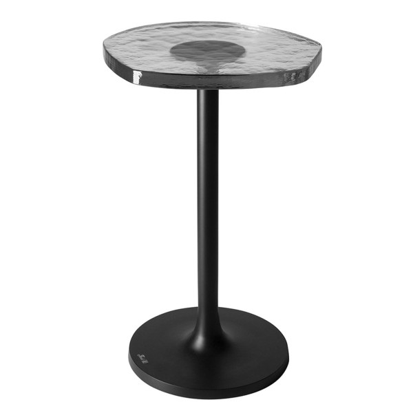 Fink Beistelltisch 58 cm x Ø 32 cm Aluminium schwarz Abstelltisch mit geriffelter Glas-Oberfläche - Art.-Nr. 168327