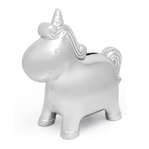 kleine versilberte Kinder Spardose Motiv Einhorn