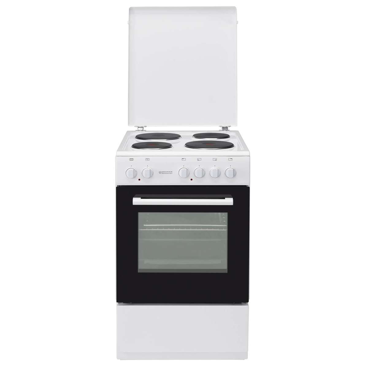 Oranier weißer schmaler freistehender Elektroherd 50 cm Kochplatten F