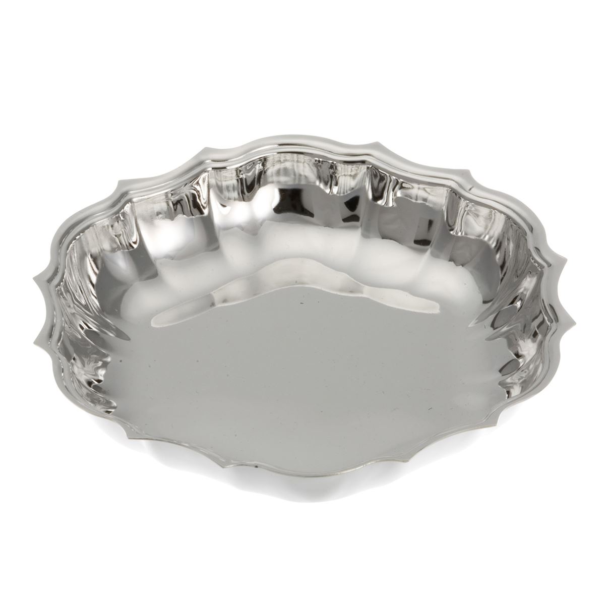 kleine runde versilberte Deko Schale Ø 14.5 cm wellenförmiger Rand | MM