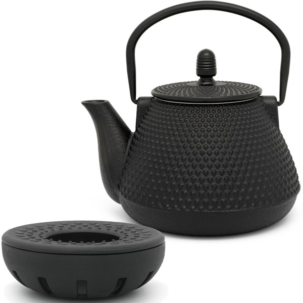 Bredemeijer kleine schwarze asiatische gusseiserne Teekanne Set 0.8 L & Teewärmer