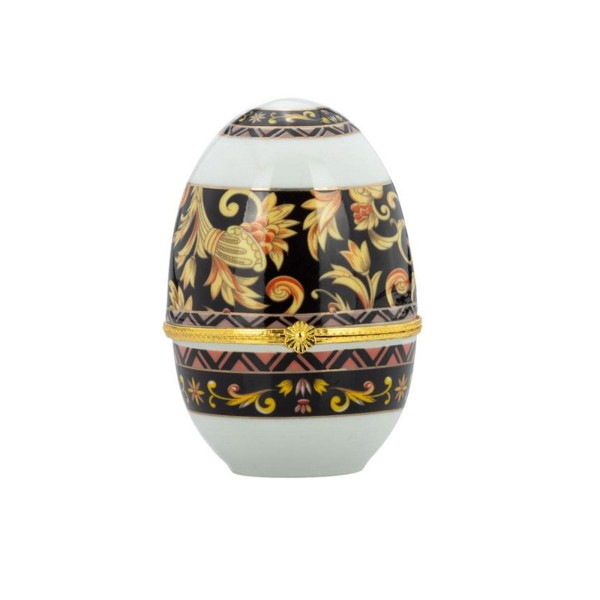 Deko Ei-Dose 8 x Ø 6 cm mit Ranken-Dekor & Goldrand klappbare Deko Mini Schmuckdose