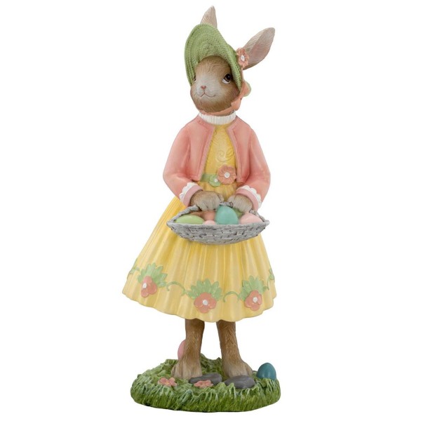 Großer Deko Osterhase stehend aus Kunststein 40.3 cm hoch mit Eierkorb