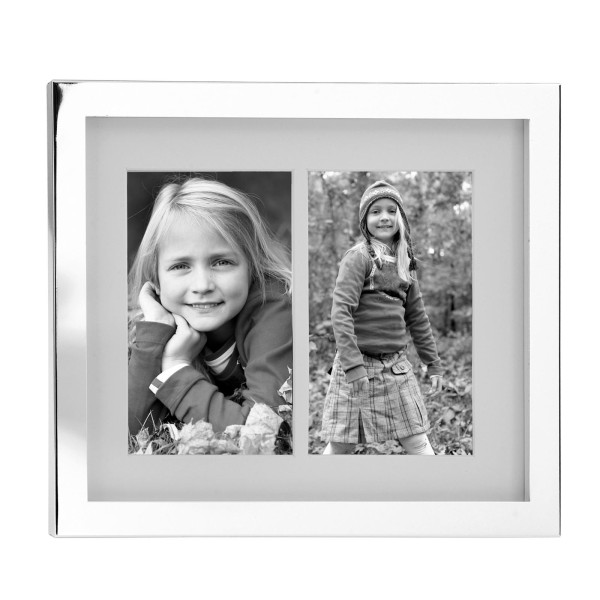 Fink versilberter Doppel-Bilderrahmen 2x 10x15 cm Fotorahmen mit Passepartout - Art.-Nr. 133089