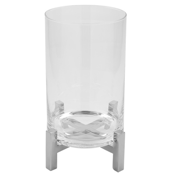 Fink Windlicht mit Glas 29 cm Stumpenkerzenhalter mit Edelstahl-Gestell & 4 Füßchen - Art.-Nr. 146156