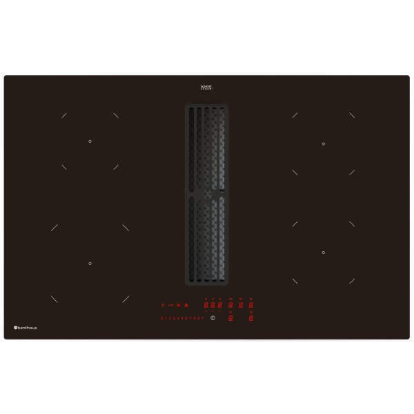 Benthaus mattes Induktionskochfeld 80 cm mit Abluft-Dunstabzug - Autarkes Kochfeld mit Mono Slider, Booster, Grillfunktion