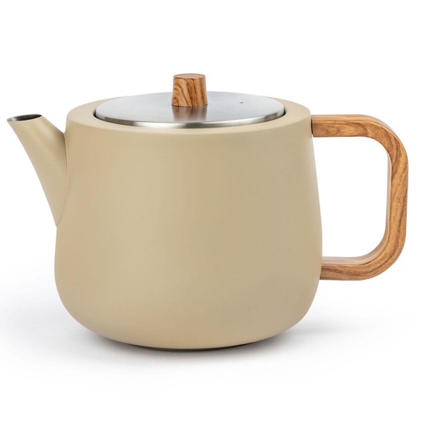 Bredemeijer Edelstahl Teekanne 1.1 Liter beige doppelwandig mit Teefilter-Sieb