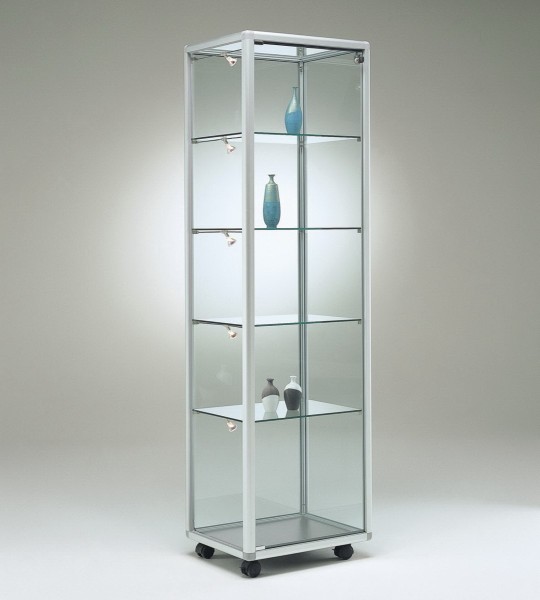 schmale moderne Glasvitrine Ausstellung abschließbar 50 x 50 cm - Art.-Nr. BV5252-ob-r-gr