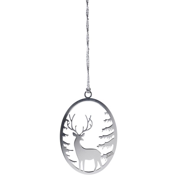Fink ovaler Hirsch Deko Anhänger aus Edelstahl 16 cm Fenster- & Christbaumschmuck - Art.-Nr. 151226