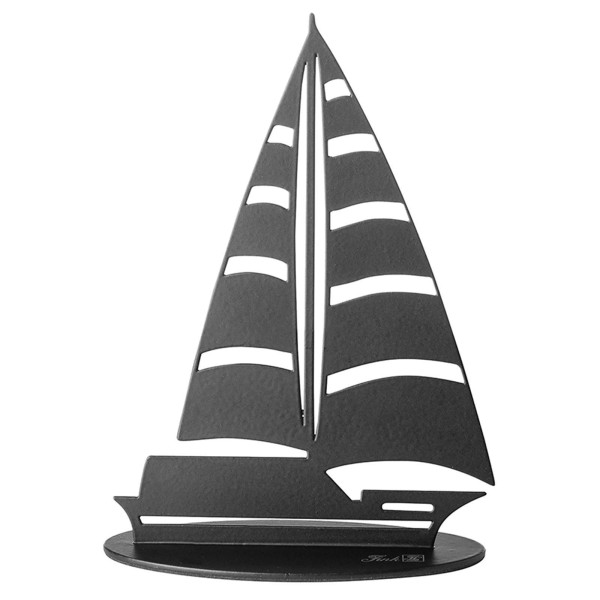 Fink Deko-Segelboot 5 x 10.5 x 15 cm aus Eisen matt schwarze Boot Skulptur zum Aufstellen - Art.-Nr. 151232