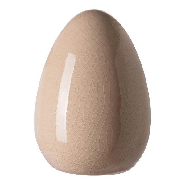 Fink großes Deko-Osterei 13 cm aus Krakelee-Keramik beige stehendes Dekoei - Art.-Nr. 129060