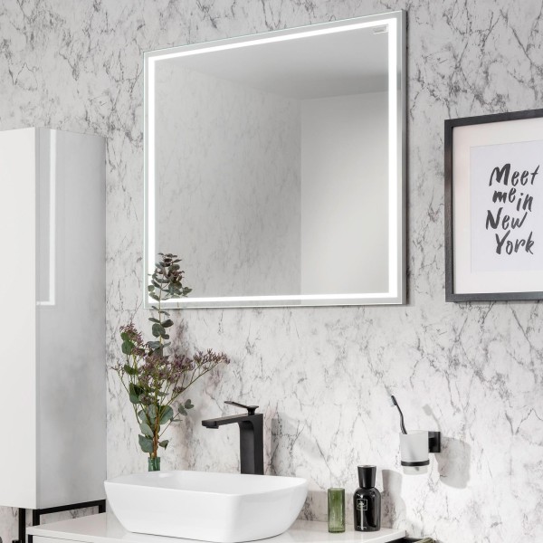 Fackelmann breiter eckiger LED Badspiegel 80 x 70 cm | MM-ComSale