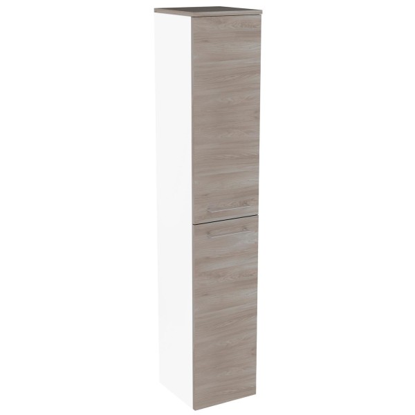 Fackelmann schmaler 2-türiger Bad Hochschrank 160 cm hoch Lima weiß/braun